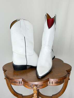 Caminos 14" Tall White Leather Western Boot US Mens 11.5 #0135C Made In Mexico